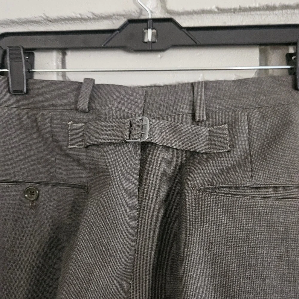 Vintage Grey‎ Wool 2 Piece Suit 42 Cinch Trousers Cuffed Two Button Blazer Gray